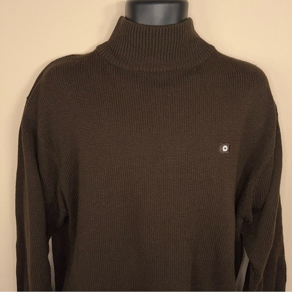 VINTAGE SOUTH POLE BROWN RIBBED SWEATER MENS 90’s TURTLENECK LONG SLEEVE - Picture 5 of 12
